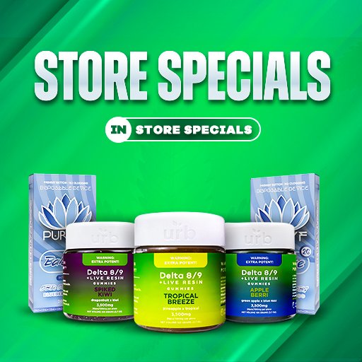 In-store specials on Delta 8/9 live resin gummies at Middleton dispensary near me