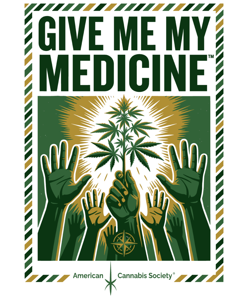 Give Me My Medicine cannabis leaf artwork - GreenRX fast THCA shipping and cannabis apparel