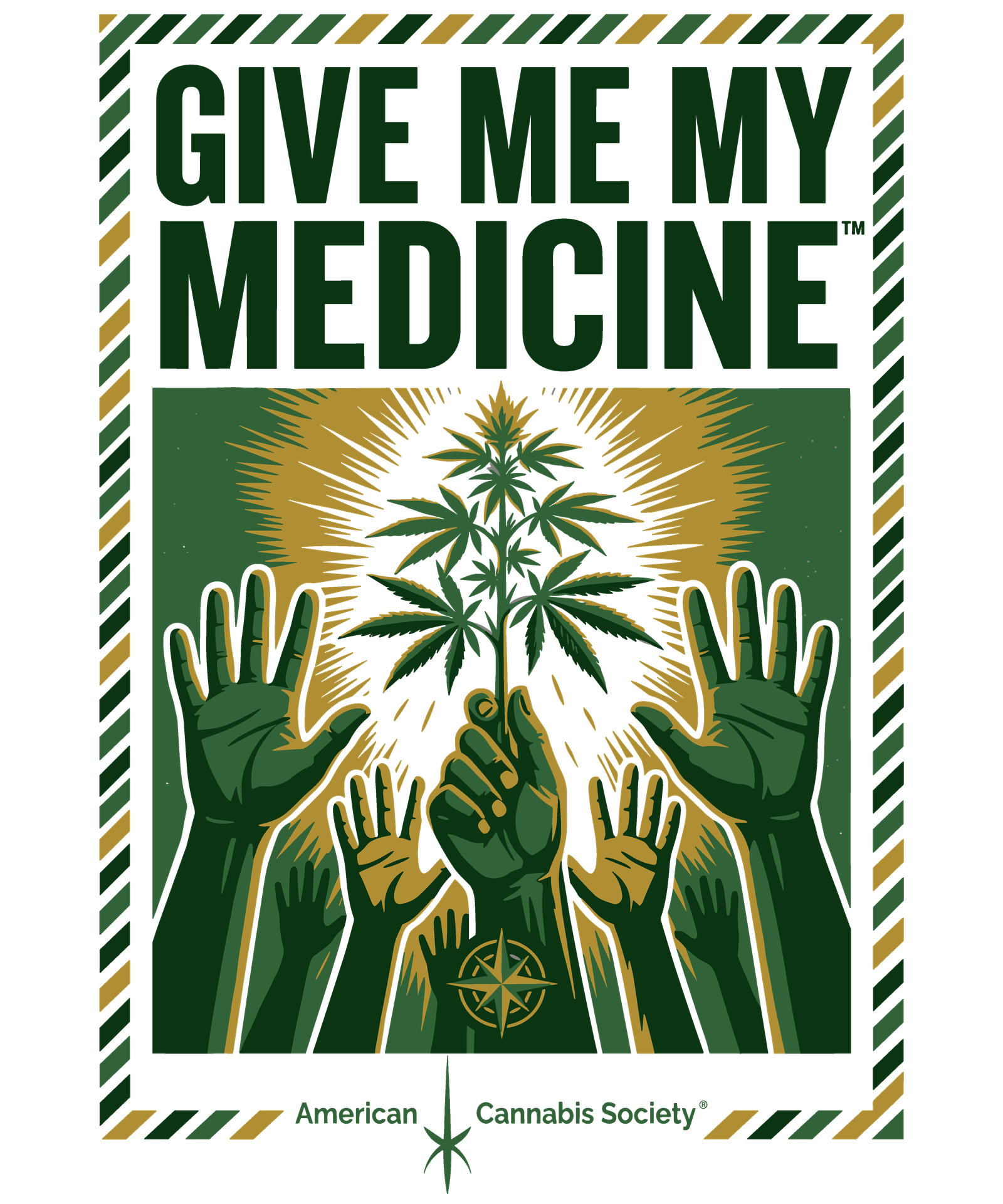 Give Me My Medicine cannabis leaf artwork - GreenRX fast THCA shipping and cannabis apparel
